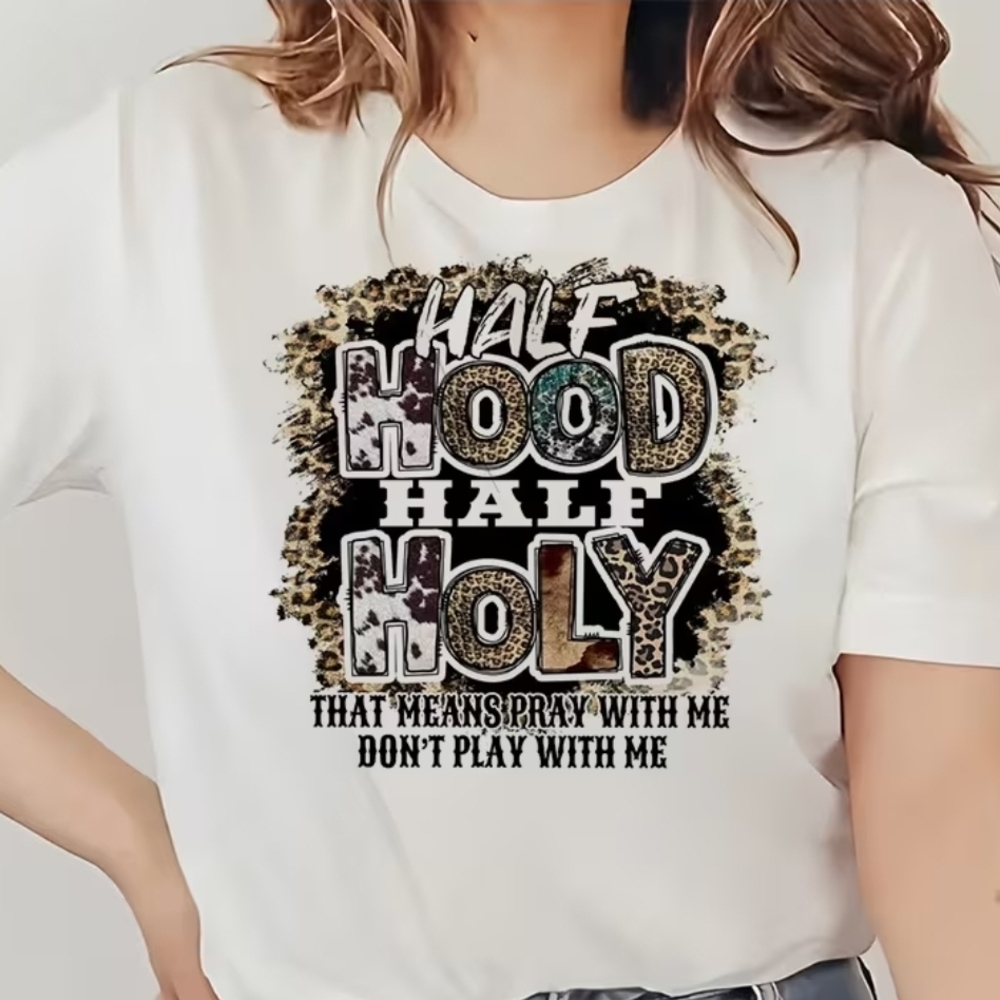 Half Hood Half Holy Graphic Long Sleeve Tee